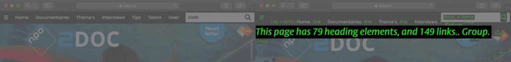 A summary of headings and links